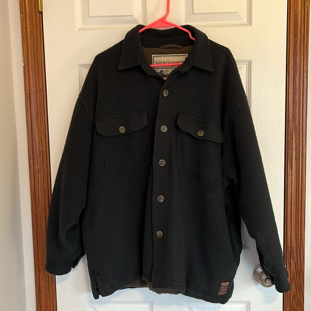 Y2K Abercrombie & Fitch Dark Gray Oversized Heavy Fleece Shacket - Men’s Large